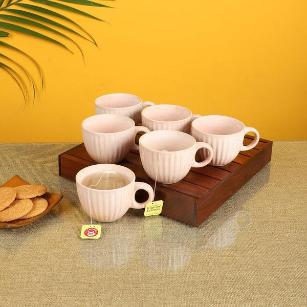 Buy Rihaana Ceramic Cup (135 ML) - Set of Six Tea Cup & Saucer from Vaaree