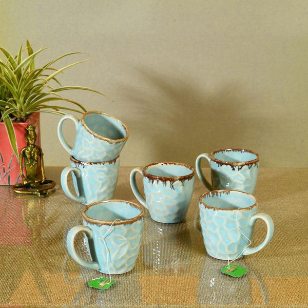 Buy Indrashis Ceramic Cup (150 ML) - Set of Six Tea Cup & Saucer from Vaaree