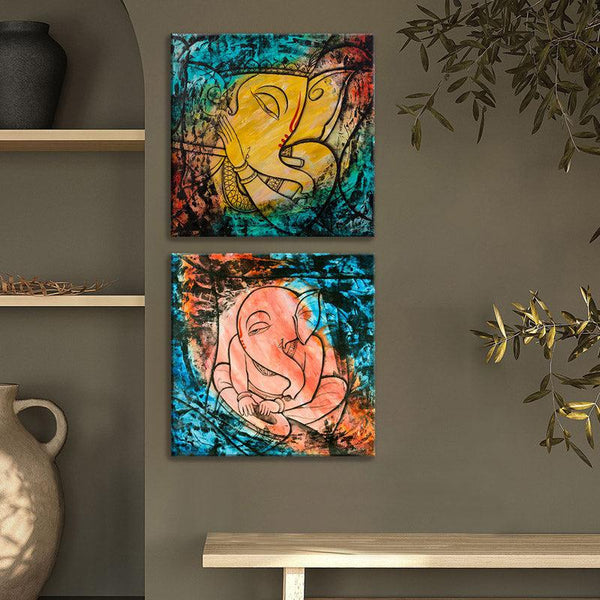 Buy Ganesha Mantra Mural Wall Art - Set Of Two Wall Art & Paintings from Vaaree