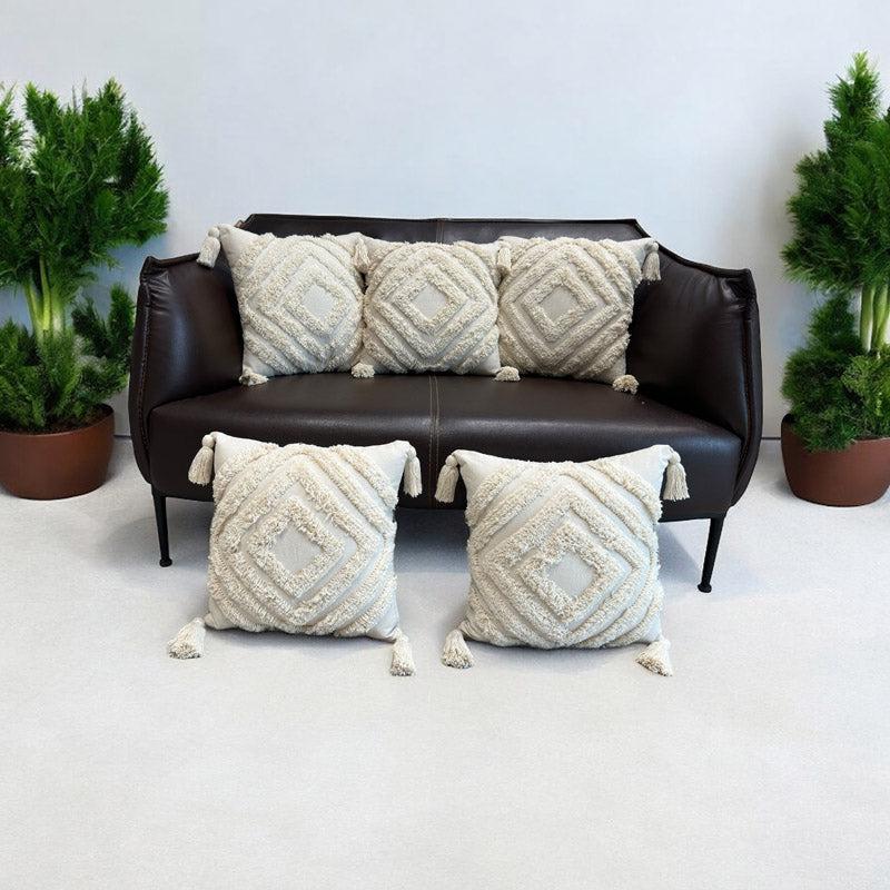 Buy Kester Tufted Cushion Cover (White) - Set Of Five Cushion Cover Sets from Vaaree