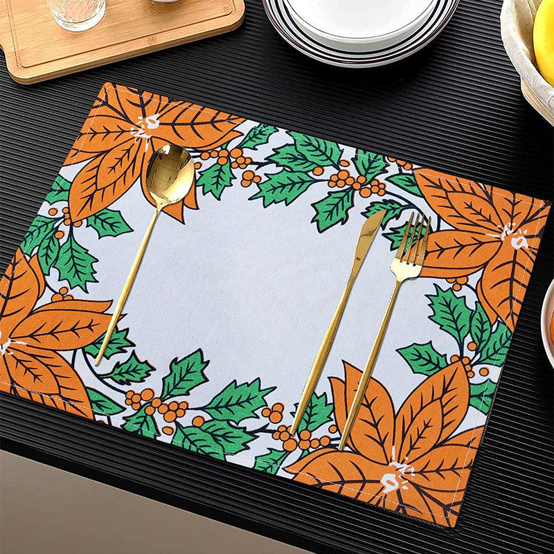 Buy Acora Floral Placemat (Orange) - Set of Six Table Mats from Vaaree