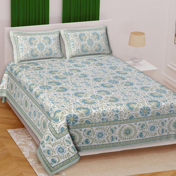 Buy Hazel Floral Bedsheet - Green Bedsheets from Vaaree