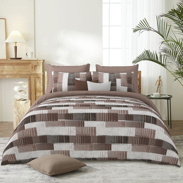 Bedsheets - Mihir Striped Bedsheet - Brown & Grey
