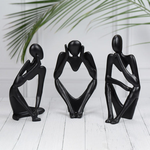 Human Ponder Showpiece (Black) - Set Of Three