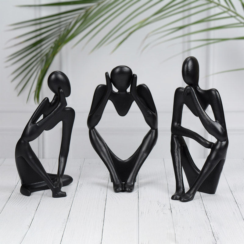 Buy Human Ponder Showpiece (Black) - Set Of Three Showpieces from Vaaree