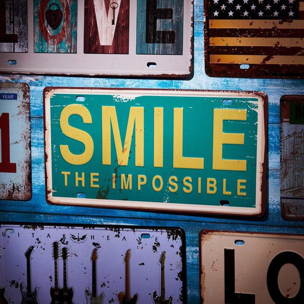 Smile The Impossible Sign Plate Wall Accent