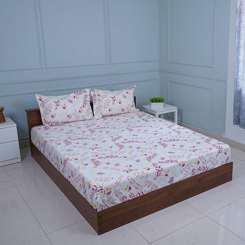 Buy Bijul Floral Bedsheet - White & Red Bedsheets from Vaaree