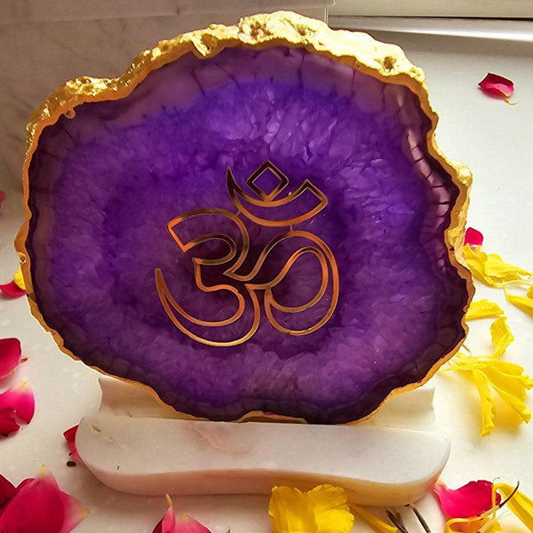 Sacred Om Tealight Candle Holder - Purple