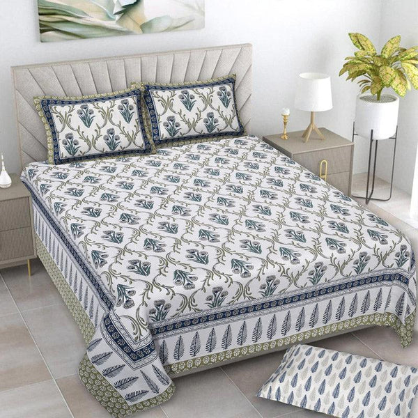 Buy Giselle Floral Bedsheet - Blue Bedsheets from Vaaree