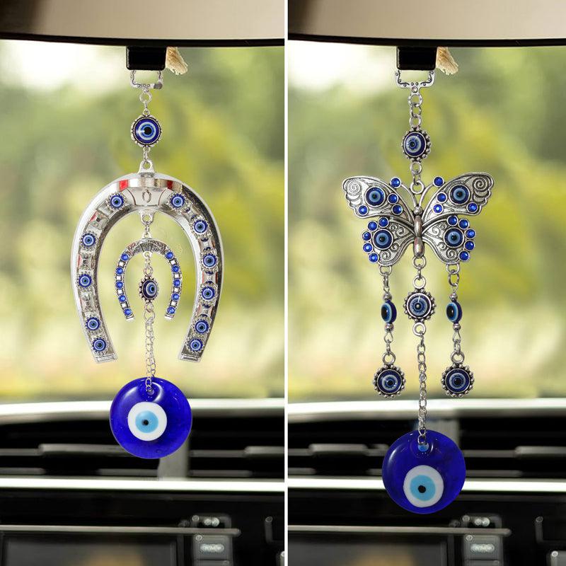 Wall Accents - Butterfly & Horse Shoe Evil Eye Wall Hanging - Set Of Two