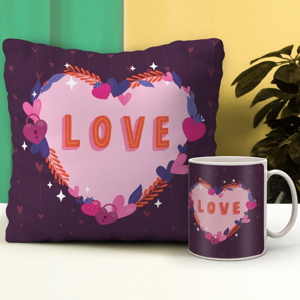 Buy Heart Ballon Cushion Cover & Mug (300 ML) - Two Piece Set Gift Box from Vaaree