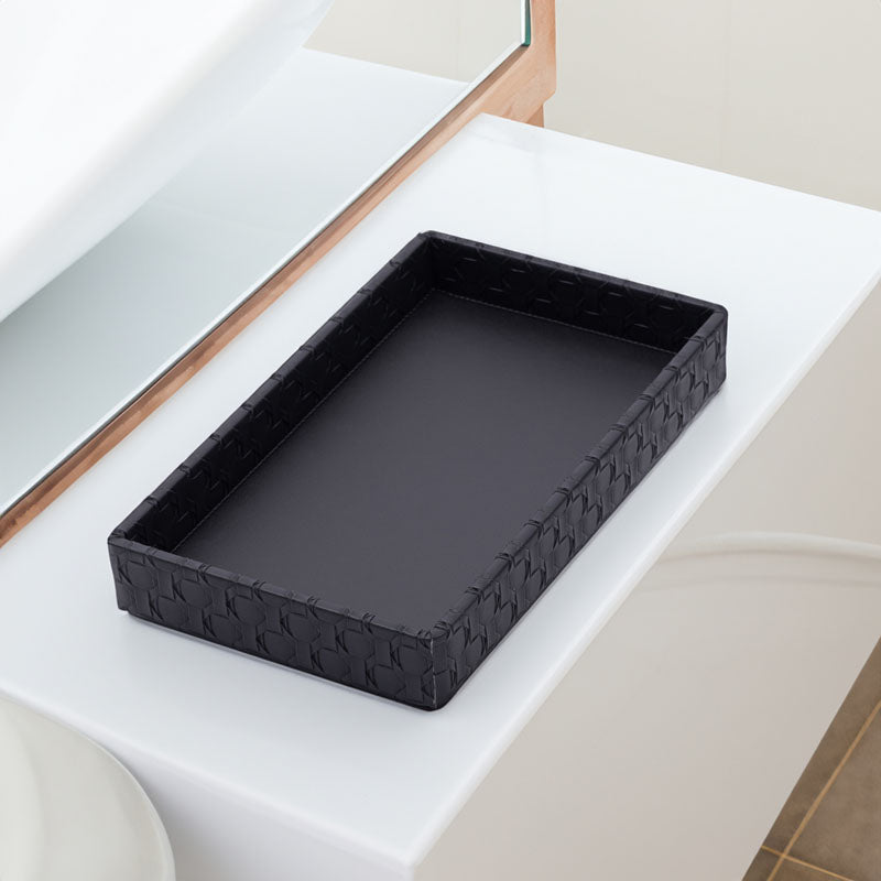 Buy Lorae Vegan Leather Bathroom Tray - Black Accessories & Sets from Vaaree