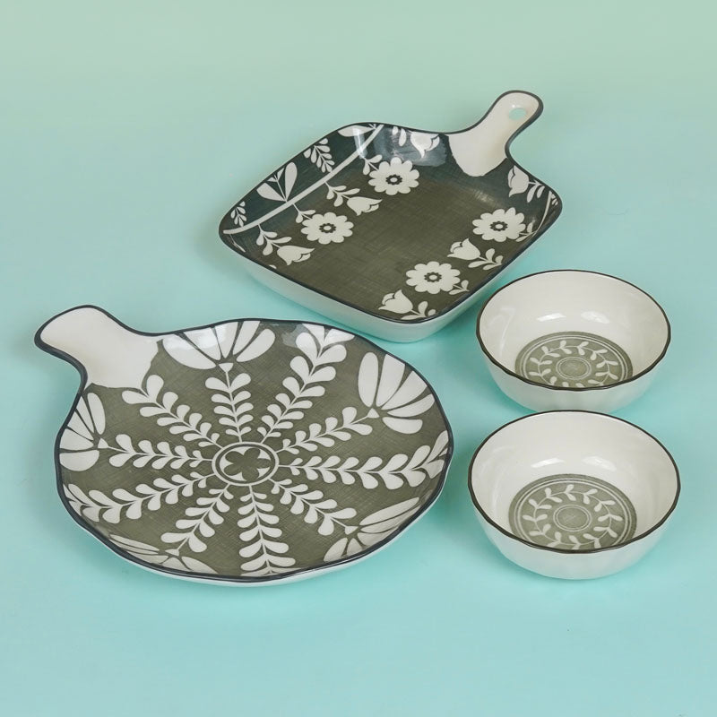 Buy Rana Chic Floral Serving Set - Four Piece Set Dinner Set from Vaaree