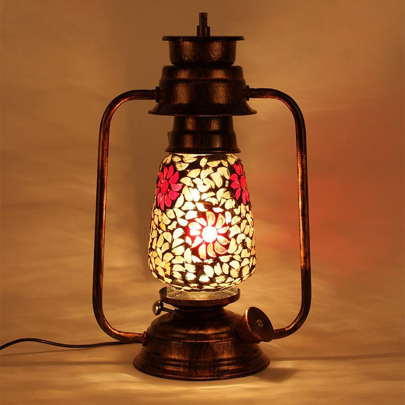 Buy Phoolkari Mosaic Lantern Table Lamp - Copper Table Lamp from Vaaree