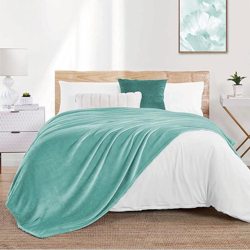 Buy Sarva Solid Knitted Cotton Flannel Blanket (Sea Green) - 190 GSM Blankets from Vaaree