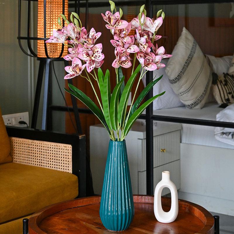 Buy Faux Everlasting Cymbidium Everlasting Orchid Flower Stick - Pink Artificial Flowers from Vaaree