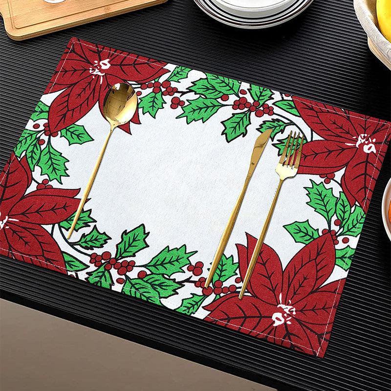 Buy Acora Floral Placemat (Red) - Set of Two Table Mats from Vaaree