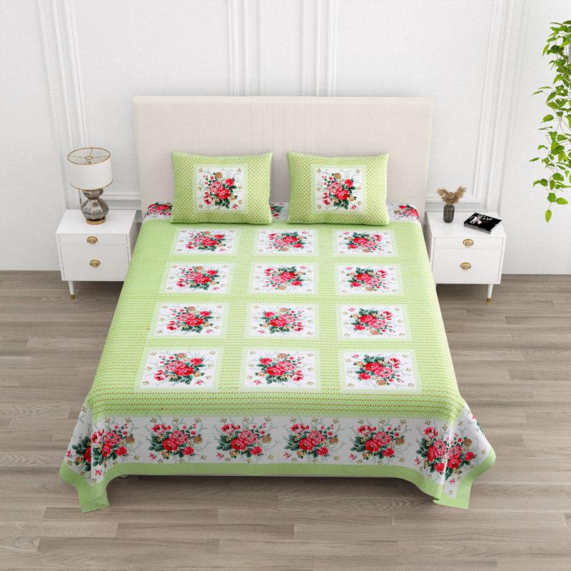 Buy Neve Floral Bedsheet - Green Bedsheets from Vaaree