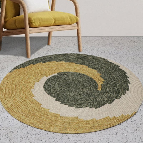 Buy Spiro Round Rug - Yellow & Green Rugs from Vaaree