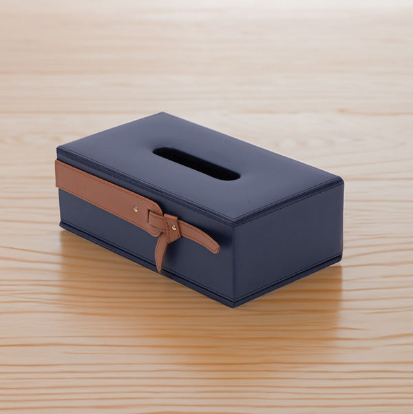 Buy Mona Vegan Leather Tissue Box - Navy Blue Tissue Holder from Vaaree