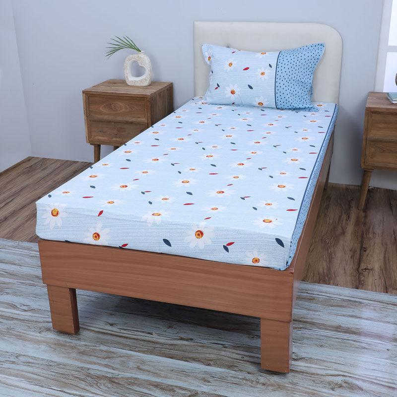 Buy Daisy Blush Printed Bedsheet - Blue Bedsheets from Vaaree