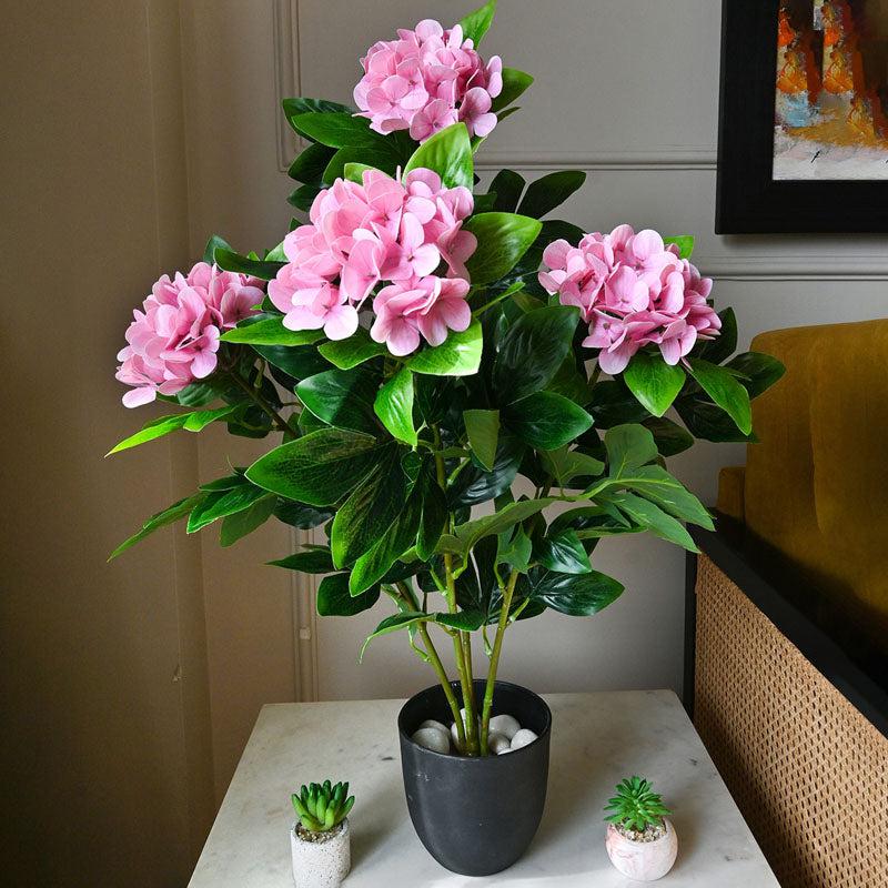 Buy Faux Everlasting Hydrangea Plant With Pot (Baby Pink) - 2.5 Feet Artificial Plants from Vaaree