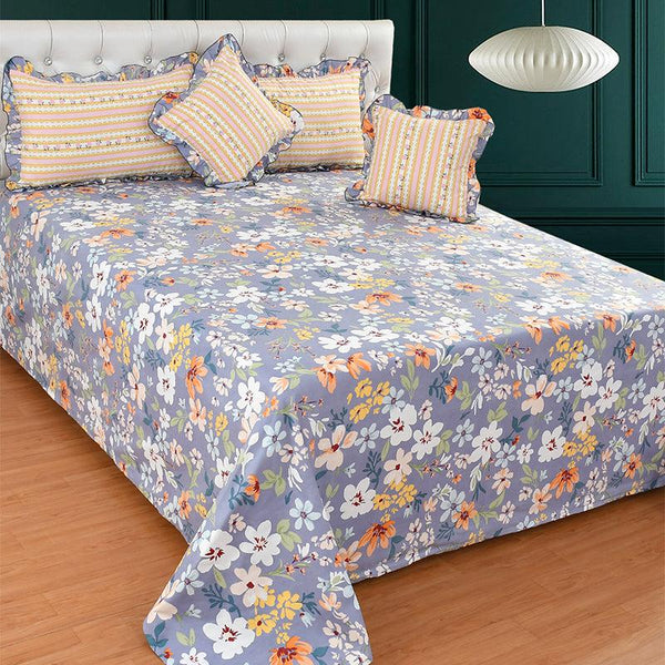 Buy Bloomeria Frilled Floral Bedding Set - Five Piece Set Bedding Set from Vaaree