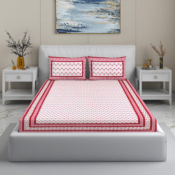 Buy Poppy Bloom Ethnic Bedsheet - Red & White Bedsheets from Vaaree