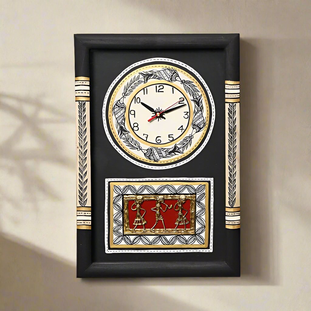 Buy Sanjoya Warli Wall Clock - Black Wall Clock from Vaaree