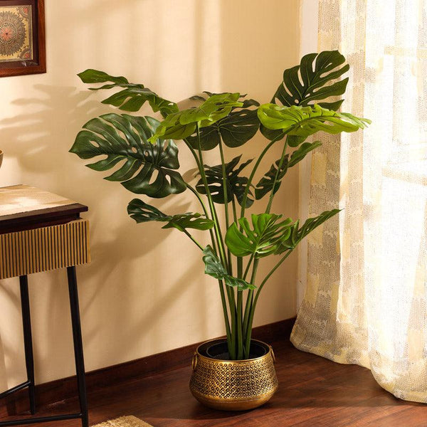 Buy Faux Realistic Monstera Plant With Pot - 3.9 Feet Artificial Plants from Vaaree