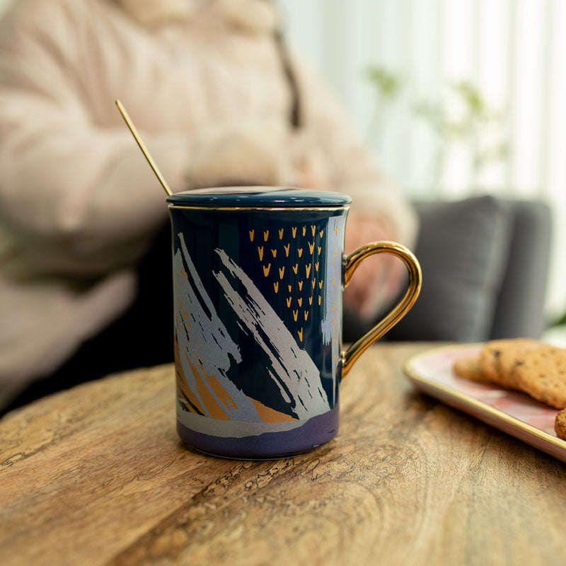 Buy Alessi Abstract Blue Mug (250 ML) - Three Piece Set Mug & Tea Cup from Vaaree