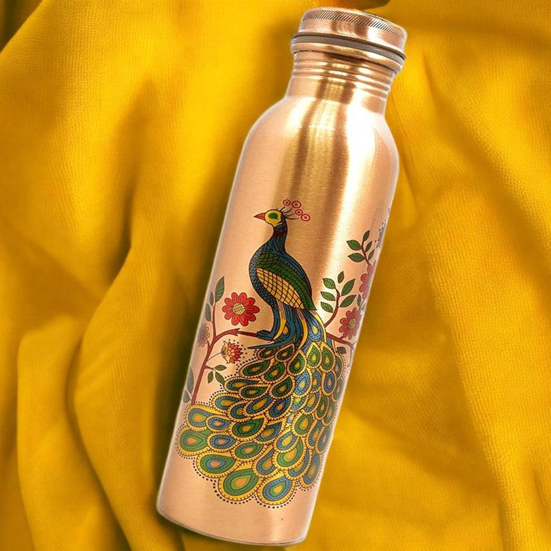 Buy Ashya Mayoora Copper Water Bottle With Glass Bottle from Vaaree