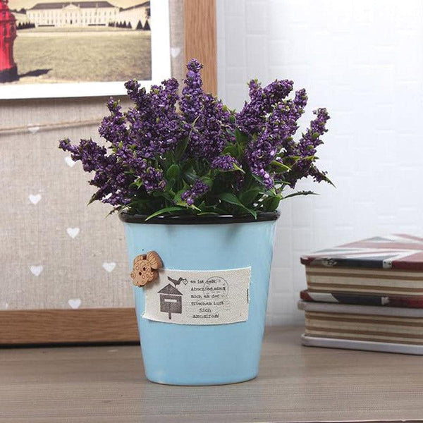 Buy Faux Lavender Plant In Blue Pot Artificial Plants from Vaaree