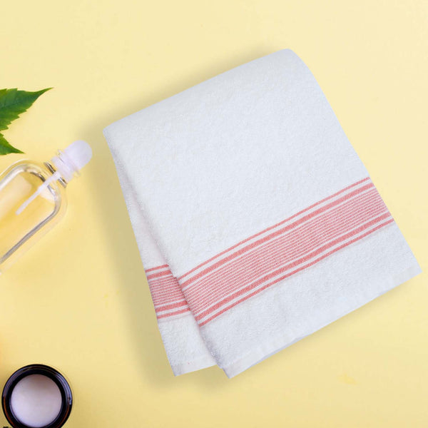 Buy Micro Cotton LuxeDry Comfort Bath Towel - White & Red Bath Towels from Vaaree