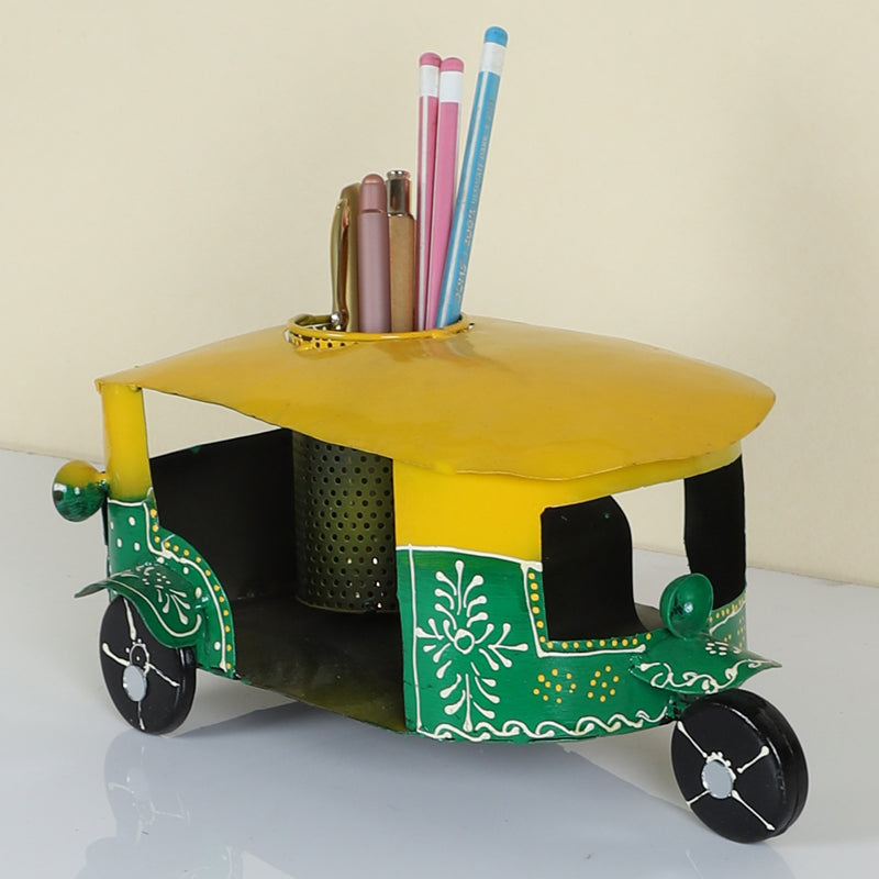 Buy Desi Auto Stationary Stand - Green & Yellow Pen Stand from Vaaree