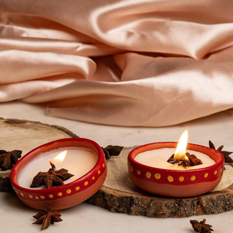 Buy Miya Handpainted Cinnamon Scented Candle - Set Of Two Candles from Vaaree