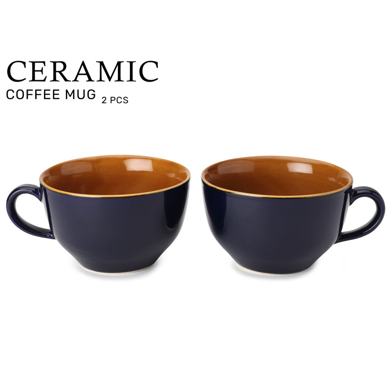 Buy Ruby Royal Blue Ceramic Mug (350 ML) - Set Of Two Mug & Tea Cup from Vaaree