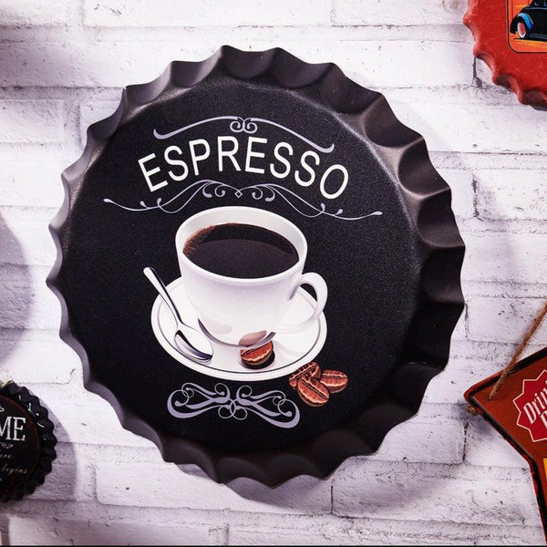 Espresso Bottle Cap Wall Accent