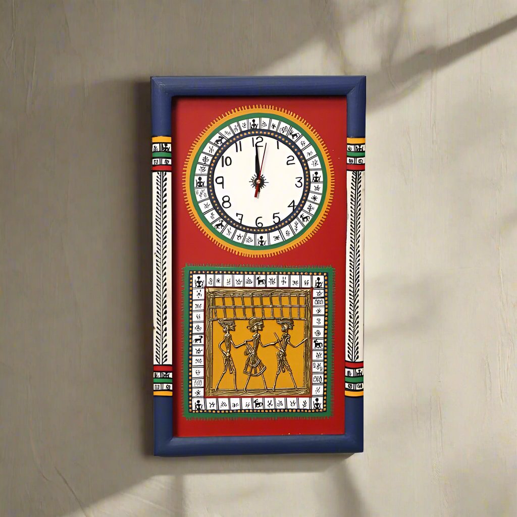 Buy Desi Dhokra Wall Clock - Red Wall Clock from Vaaree