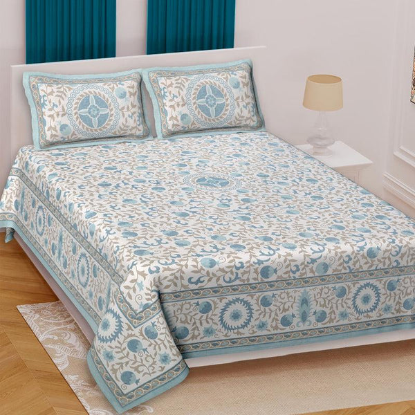 Buy Imani Floral Bedsheet - Blue Bedsheets from Vaaree