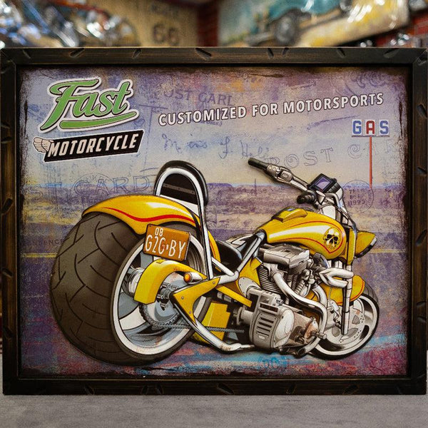 Motorcycle Chopper Retro Wall Art