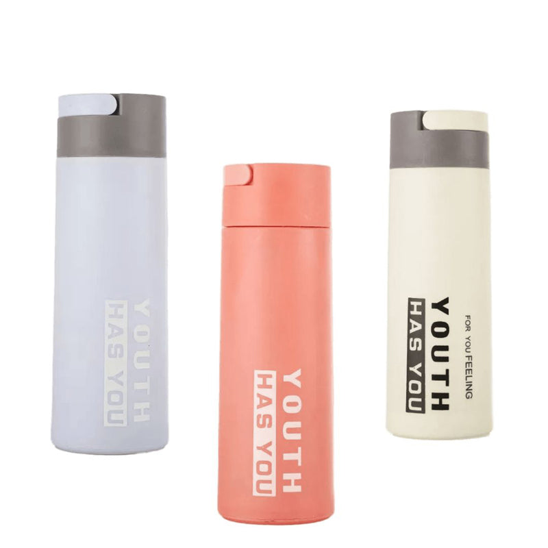 Bottle - Youth Sip 400 ML Water Bottle (White/ Light Blue/ Peach) - Set Of Three