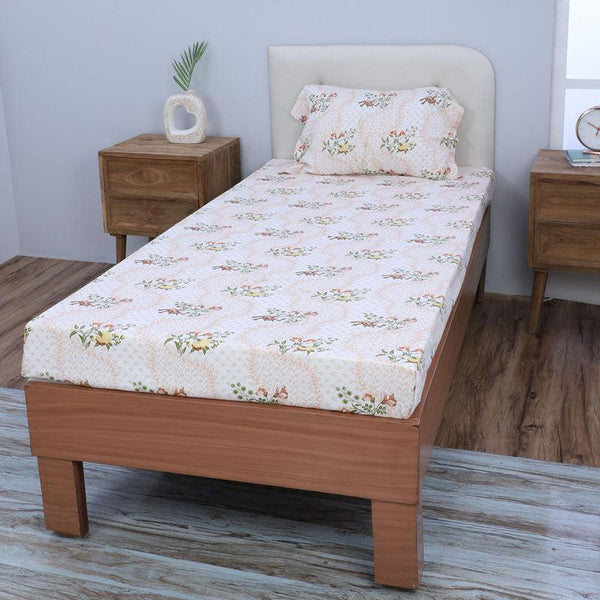 Buy Floral Rush Printed Bedsheet - Peach Bedsheets from Vaaree