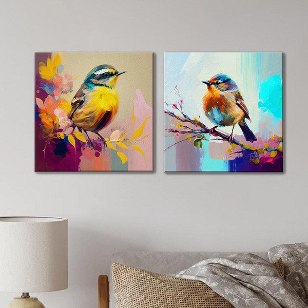 Buy Peppermint Chirp Wall Art - Set Of Two Wall Art & Paintings from Vaaree