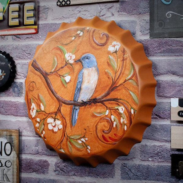 Yellow Bird Bottle Cap Wall Accent