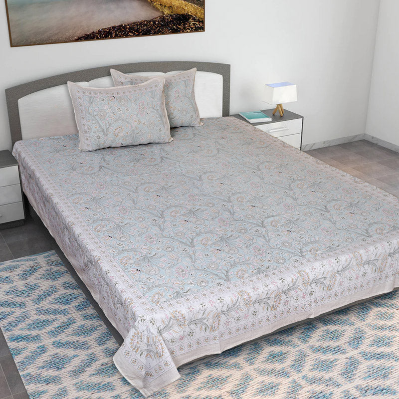 Buy Samuna Floral Bedsheet - Light Blue Bedsheets from Vaaree