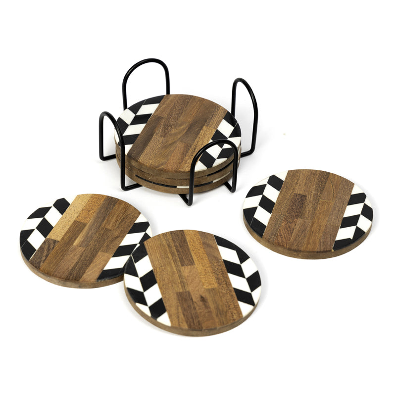 Buy Nihi Black & White Coaster With Stand Coasters from Vaaree