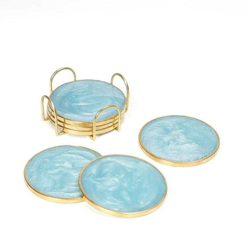 Buy Marina Resin Coaster (Blue) - Set Of Six Coasters from Vaaree