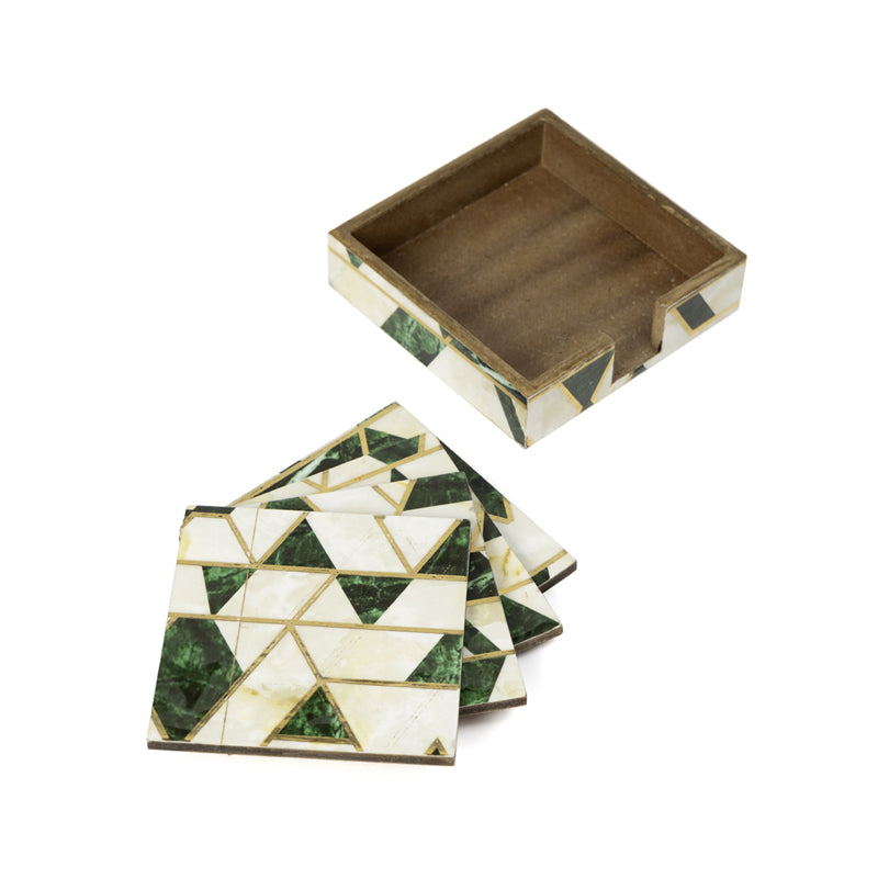 Buy Green Block Coaster With Stand - Five Piece Set Coasters from Vaaree