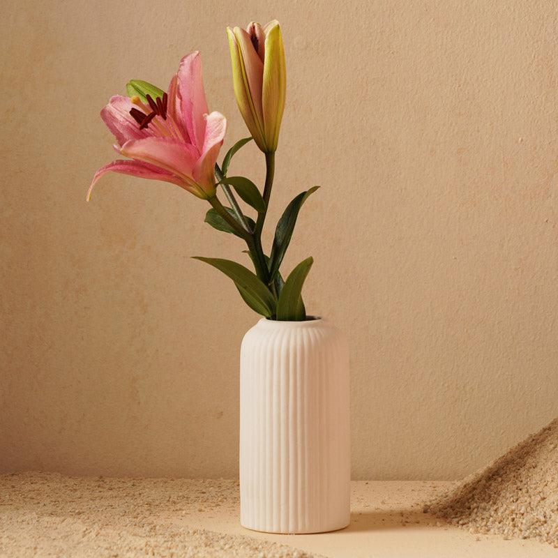 Buy Abdiya Ceramic Vase - White Vase from Vaaree